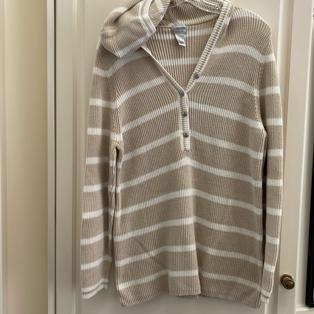 Chicos striped hooded sweater pullover large/chicos 3